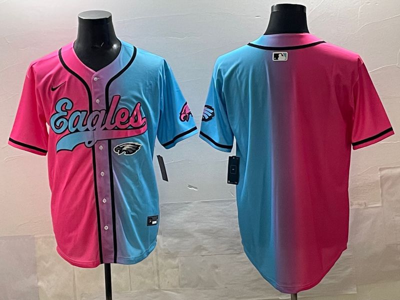 Men 2025 Philadelphia Eagles Blank Blue pink Nike Limited NFL Jersey style 010